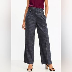 Loft gem tab wide leg shimmer plaid trouser 6P